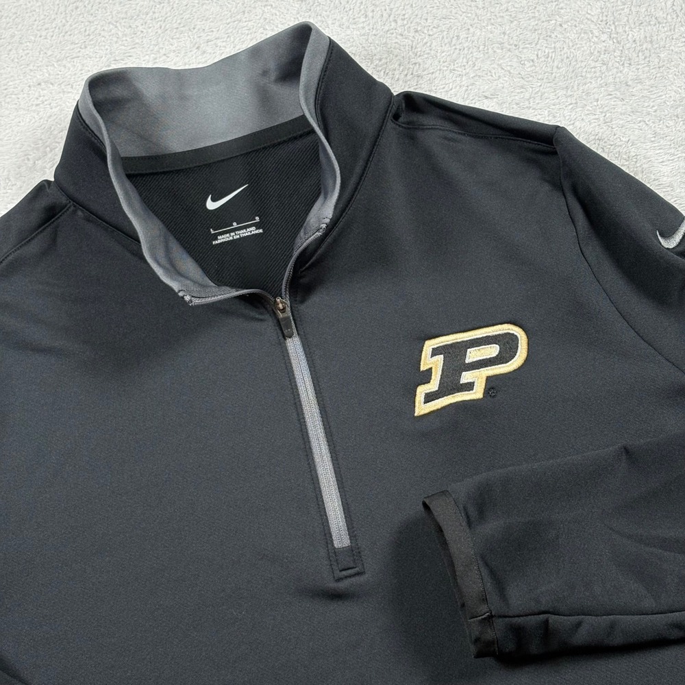 Nike Purdue Boilermakers Mens Large Black 1/4 Zip Pullover Jacket 779796-010